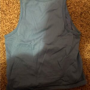 Sleeveless Blue Ribbed Women's Top